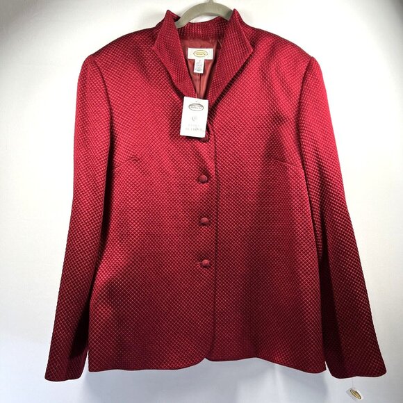 Talbots Women's Blazer Jacket Size 12 Solid Red Silk Wool Long Sleeve New Tags - Picture 2 of 9